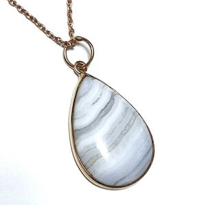 Lace Agate 18K Rose Gold over Silver Necklace